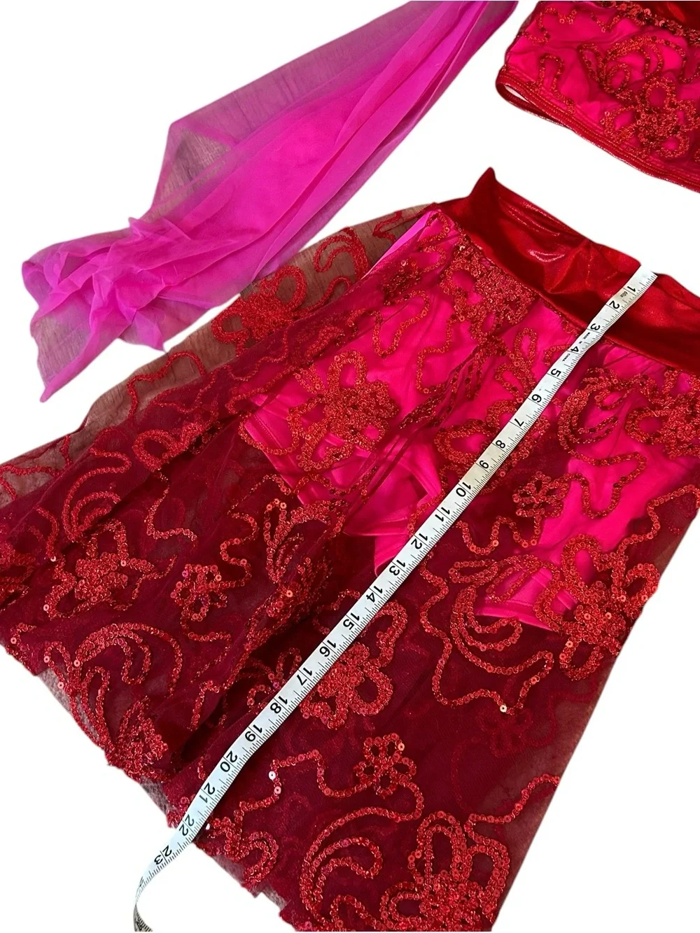 Red Two Piece Dance Costume Beaded Design Middle Eastern Style Womens Size Small